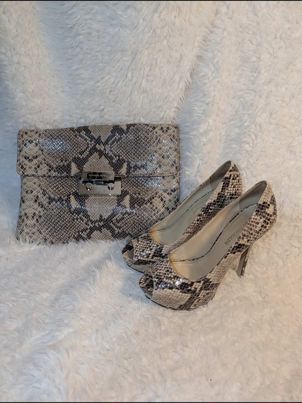 Snakeskin Peep-Toe Pump- Neutral Tones
